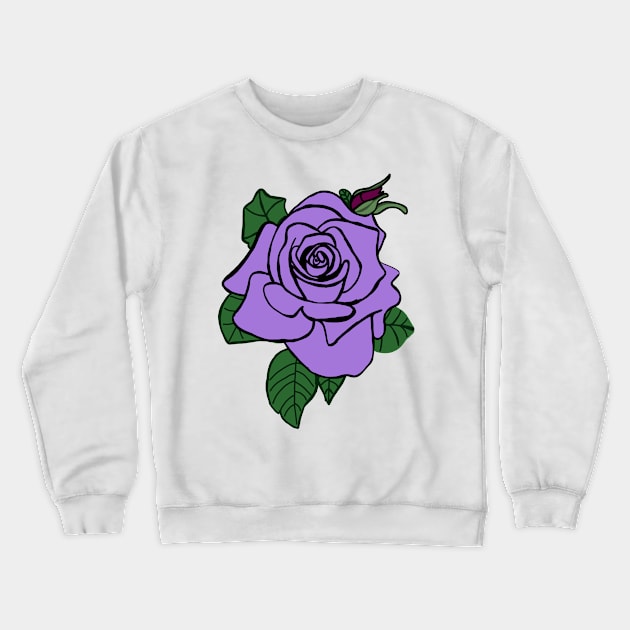 Purple Rose & Bud Crewneck Sweatshirt by Amanda Shelton